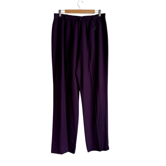 Y2K Rena Rowan 100% Woolmark Wool Purple Pants High Waist Wide Leg Womens Sz 14 - Picture 5 of 10